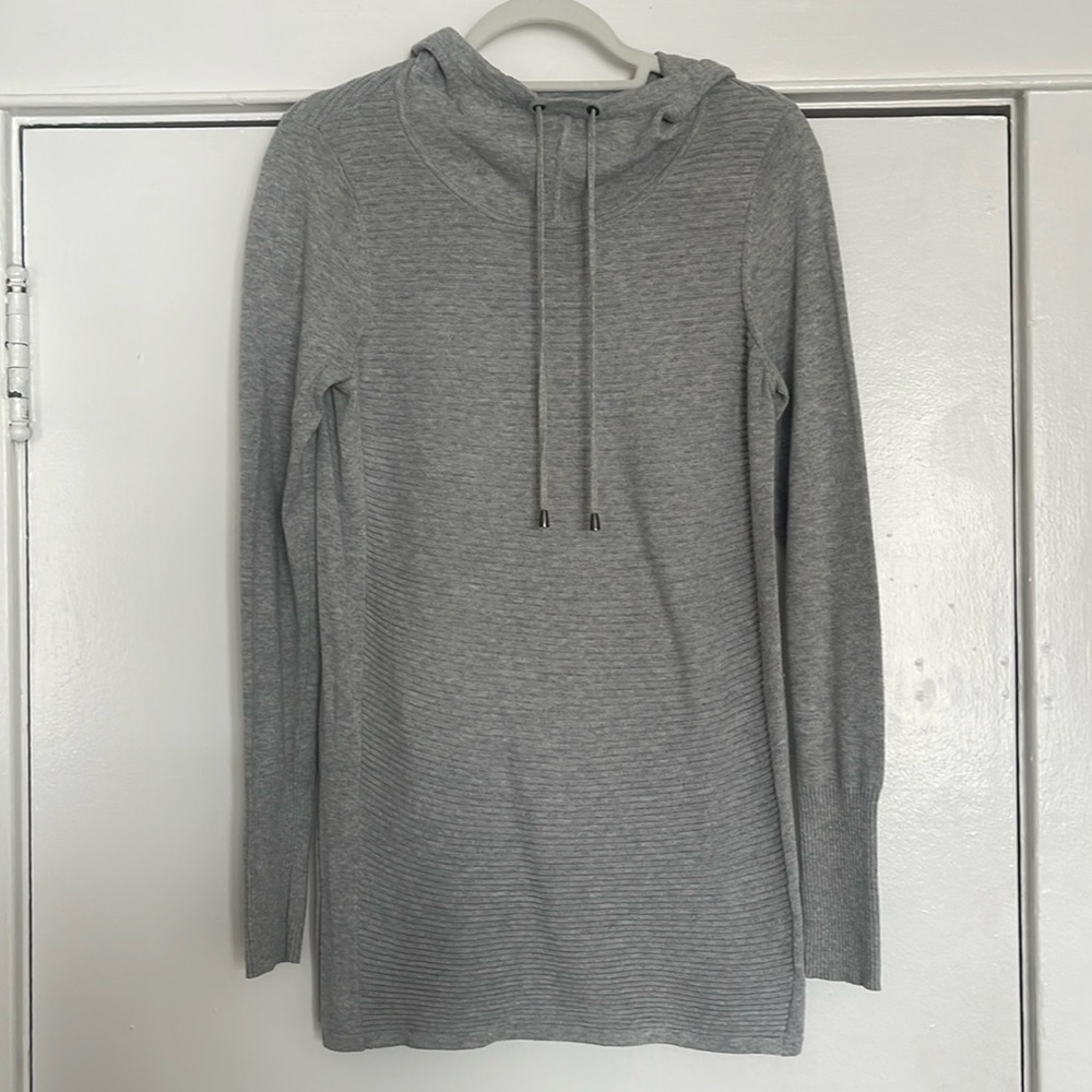 Grey Ribbed Hoodie
